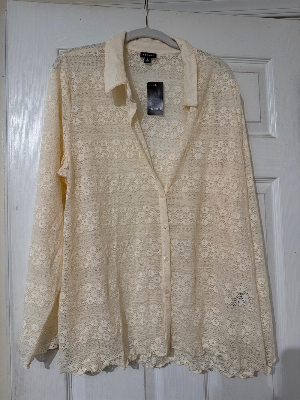 torrid Cream Lace Button-Front Blouse